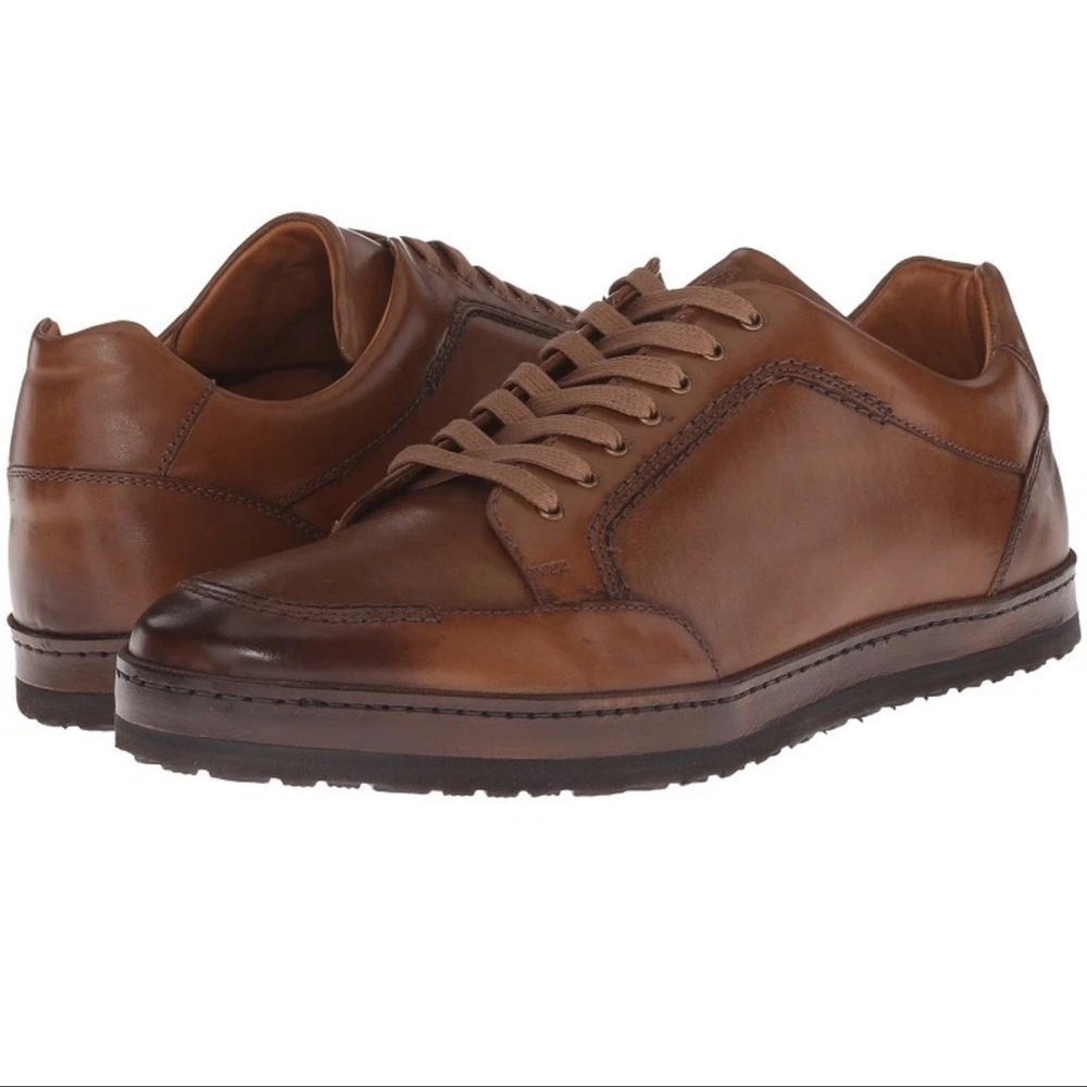 Mezlan Men's Frankfurt Brown low-Top Leather Lace-Up Sneakers Size 7.5 M US